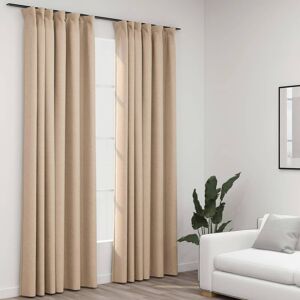 Etta Avenue Jaylon Linen Look Pencil Pleat Blackout Curtains Beige Width 140 x Drop 225 cm Image