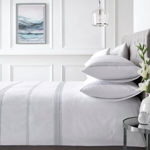 AppleTree Embroidered Band White/Grey Modern & Contemporary 3 Piece Duvet Cover Set White/Grey Kingsize - 2 Standard Pillowcases Image