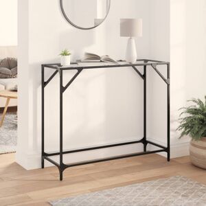 17 Stories Console Table With Transparent Glass Top 80X35x81 Cm Steel Transparent 81cm H x 98cm W x 35cm D Image