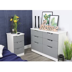 Ebern Designs Fully Assembled Leodis 6 - Drawer Chest of Drawers Dusk Grey/White 79.5cm H X 112cm W X 41.5cm D Image