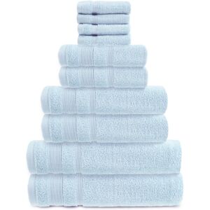 17 Stories Baljiwan 10 Piece Egyptian-Quality Cotton Bath Towel Bale - Luxury Zero Twist Cotton, Multi-Size Baby Blue Bath Sheet;Washcloth;Hand Towel;Bath Towel Image