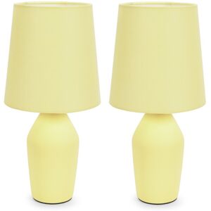 Metro Daiva Pair of Coffee Ceramic Table Lamps with Coffee Shades Yellow 20.5cm H X 61cm D Image