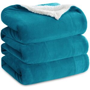Bedsure Soft Sherpa Fleece Throw Blanket Turquoise 230cm x 270cm Image