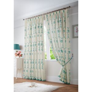 Rosalind Wheeler Cathryn Pencil Pleat Semi Sheer Curtain Teal 140 W x 183 D cm Image