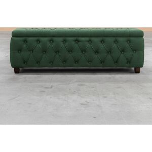 R&M Furnishers Rig Ottoman Bench with Storage and Square Wooden Legs Coffee Table - Plush Velvet Chesterfield Blanket Box Forest Green Plush Velvet 45cm H x 180cm W x 40cm D Image