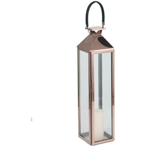 Willa Arlo Interiors Stainless Steel/Glass Lantern Shiny Copper 93.5cm H x 18.5cm W x 19cm D Image