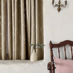 Metro Seligman Wave Foil Printed Room Darkening Thermal Curtains Taupe Width 168 x Drop 183 cm Image