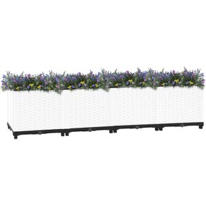 ClassicLiving Raised Bed Polypropylene Garden Planter Pot Planting Box Flower Pot White 160 x 40 x 38 cm Image