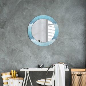 East Urban Home Huldar Round Glass Framed Wall Mounted Accent Mirror Blue Chevron Pattern 80cm H x 80cm W Image