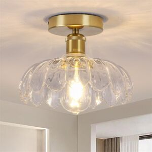 Rosdorf Park Semi Flush Mount Ceiling Lighting Fixture, Glass Pendant Lamp Shade Gold 18cm H X 24.5cm W X 24.5cm D Image