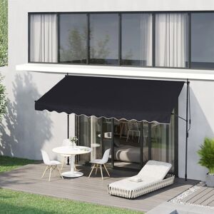 Dakota Fields 120cm W Polyester Cover Retractable Patio Awning Black 300" H x 120" W x 8.7" D Image