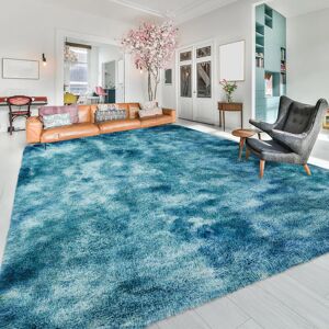 Fairmont Park Shaggy Area Rug TYE DYE TEAL Runner 80 x 300 cm Image