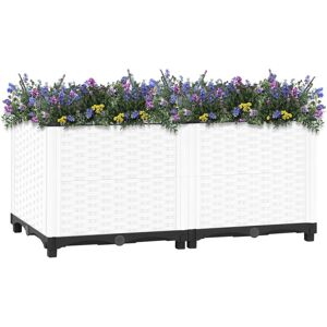 ClassicLiving Raised Bed Polypropylene Garden Planter Pot Planting Box Flower Pot White 80 x 40 x 38 cm Image