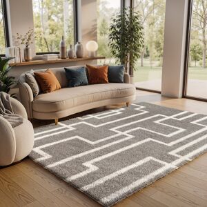 17 Stories Dark Grey/White Rug White;Grey 160cm W X 213cm L Image