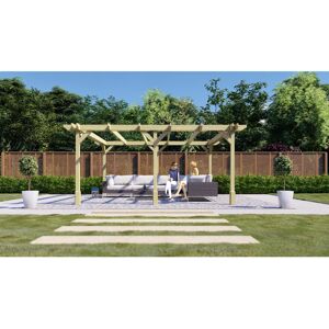 Dakota Fields Baukea Solid Wood Pergola Light Green 19.69 ft x 15.75 ft Image