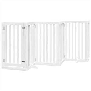 Archie & Oscar Dog Gate With Door Foldable 6 Panels Black 300 Cm Poplar Wood White 90cm H x 300cm W x 2cm D Image