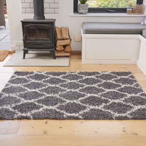 17 Stories Thick Fluffy Shaggy Grey Rug Grey Rectangle 180 x 270cm Image