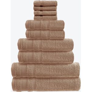 17 Stories Baljiwan 10 Piece Egyptian-Quality Cotton Bath Towel Bale - Luxury Zero Twist Cotton, Multi-Size Mocha Bath Sheet;Washcloth;Hand Towel;Bath Towel Image