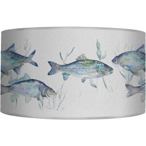 Voyage Maison Ives Waters 52cm Cotton Drum Lamp Shade Blue 29cm H x 52cm W x 52cm D Image