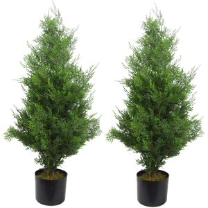 Leaf Artificial Cedar Topiary in Pot Liner Green 90cm H x 45cm W x 45cm D Image