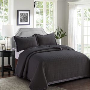 17 Stories Berdeja Bedspread Set with Two Pillow Case Black 270 x 250 cm Bedspread - 2 Pillowshams Image