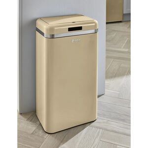 Swan Retro Metal 45 Litre Motion Sensor Rubbish Bin Cream 45L Image