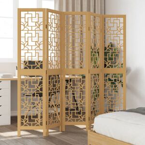 Latitude Vive Charnique 180cm W 5 - Panel Solid Wood Accent Room Divider Brown 180cm H x 180cm W Image