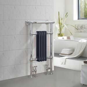 Ophelia & Co. Filton Victorian Heated Towel Rail Traditional Column Designer Radiator Chrome/Anthracite 95.2cm H x 47.9cm W x 23.5cm D Image