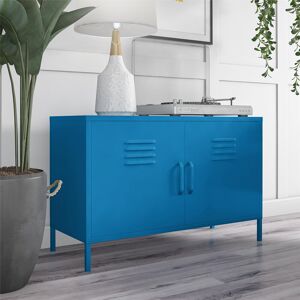 Novogratz Cache Steel 2 - Door Cabinet Accent Chest Blue 64cm H X 100cm W X 40cm D Image