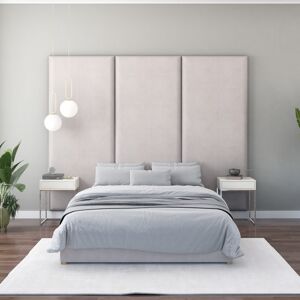 Ebern Designs Nayali 90cm x 210cm Upholstered Wall Paneling Silver 8'' H X 210cm H X 90cm W Image