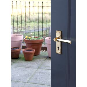 From The Anvil Straight Lock Door Handle Polished Brass 14.8cm H X 14cm W Image