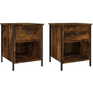 Borough Wharf Litvak 1 Drawer Bedside Table Smoked Oak 50cm H X 40cm W X 42cm D Image