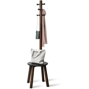 Umbra Pillar Stool and Coatrack Walnut 165cm H X 50cm W X 50cm D Image