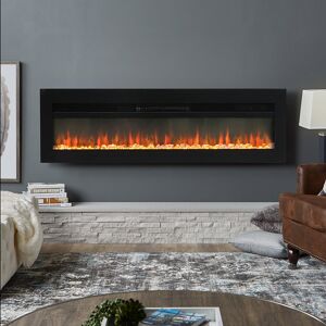 Wade Logan Adrianne Recessed/Wall Mounted Electric Fireplace Adjustable Flame with Remote Black 43cm H x 203.2cm W x 14cm D Image