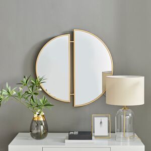 Canora Grey Rountree Crescent Split Metal Frame Mirror Modern Art Deco Design Gold 203.2cm H X 203.2cm W X 6.35cm D Image