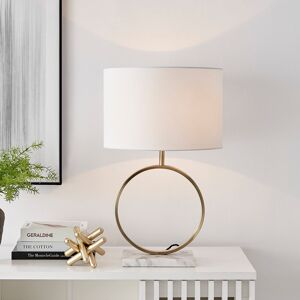 Fairmont Park Andrin Gold & White Shade Metal Halo Marble Stand Table Lamp Light (Including Bulb) White 61cm H X 36cm W X 36cm D Image