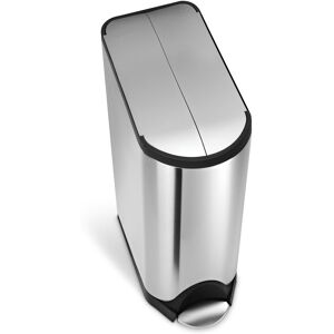 Simplehuman 10L Semi Round Pedal Bin, White Steel Brushed Stainless Steel 45L Image
