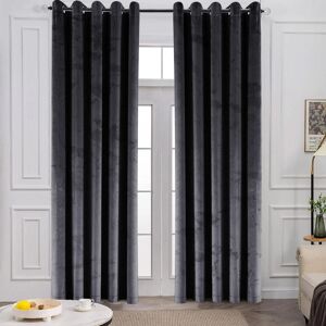 Fairmont Park Pownal Crushed Velvet Eyelet Sheer Living Room Curtains Charcoal 228 x 228cm Image