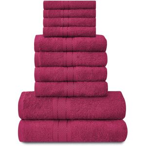 Latitude Run 100% Cotton Bath Towels - Set of 10 Red Washcloth;Hand Towel;Bath Towel Image
