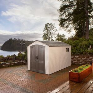 Lifetime 7 Ft. x 12 Ft. High-Density Polyethylene (Plastic) Outdoor Storage Shed with Steel-Reinforced Construction Tan 206.5cm W X 344.2cm D Image
