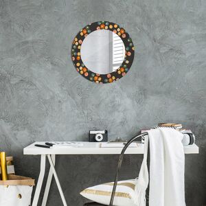East Urban Home Huldar Round Glass Framed Wall Mounted Accent Mirror in Blue Orange Flower Dots 50cm H x 50cm W Image