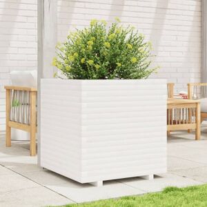 Vidaxl Garden Planter Wax Brown 60X60x49.5 Cm Solid Wood Pine White 72cm H x 70cm W x 70cm D Image
