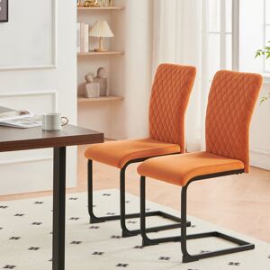 Metro Modern Upholstered Velvet Armless Dining Chair Orange 92.5cm H X 43cm W X 56cm D Image