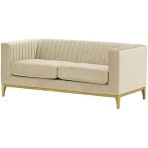 Latitude Run Antowine Sofa Light Beige Velvet 72cm H X 170cm W X 83cm D Image
