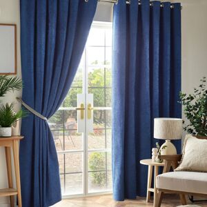 17 Stories Eilfried Chenille Ring Top Eyelet Curtains Blue 168cm Width x 137cm Drop Image