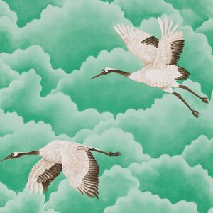 Harlequin Cranes In Flight 10.05m x 68.6cm Wallpaper Roll Emerald 1,005cm L X 68.6cm W Image