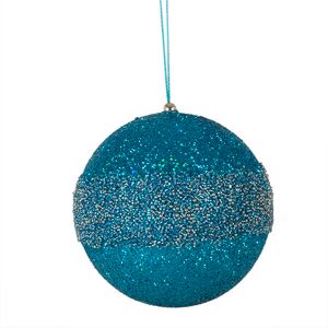 The Seasonal Aisle Glitter Beaded Bauble Turquoise 17.5cm H x 17.5cm W x 17.5cm D Image
