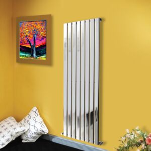 Belfry Heating Shonnard Vertical Single Flat Panel Radiator Chrome 160cm H x 40.8cm W Image