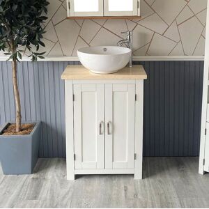 17 Stories Ambah 650mm Free Standing Single Vanity Unit White Painted 800mm H X 650mm W X 380mm D Image