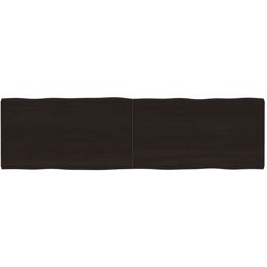 vidaXL Table Top Treated Solid Wood Oak Dark Grey 50cm H x 180cm W x 4cm D Image